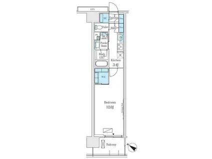 ロイヤルパークス有明(1K/3階)の間取り写真