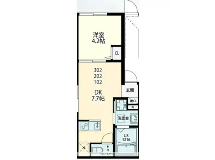 グレイスウィング(1DK/3階)の間取り写真