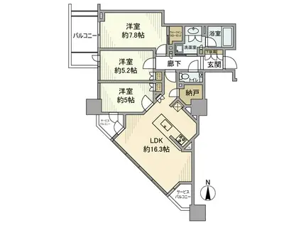 ベイサイドタワー晴海(3LDK/22階)の間取り写真