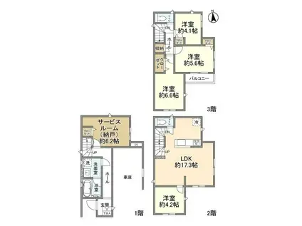 東京地下鉄東西線 南砂町駅 徒歩18分 3階建 築3年(4SLDK)の間取り写真
