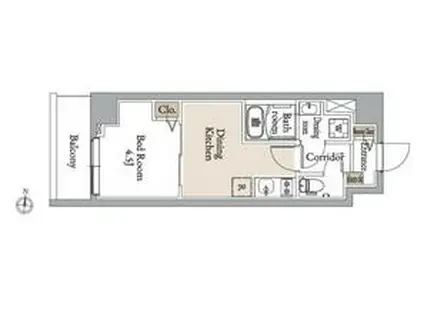 グランカーサ住吉Ⅲ(1DK/7階)の間取り写真