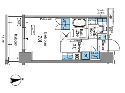 パークアクシス大森(1K/7階)の間取り写真