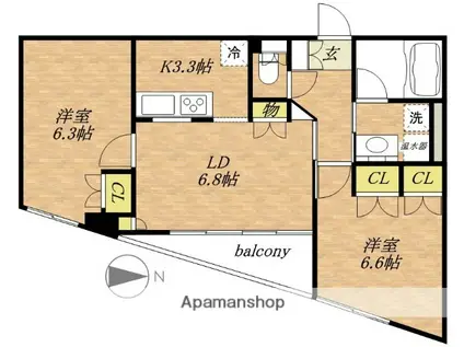 PLUM-FIRST(2LDK/6階)の間取り写真