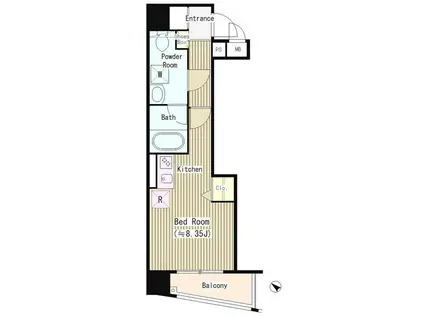 アクアアンビシャス八丁堀(ワンルーム/9階)の間取り写真