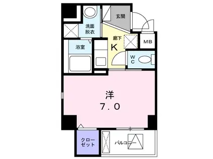 エクルベージュ入増2(1K/3階)の間取り写真