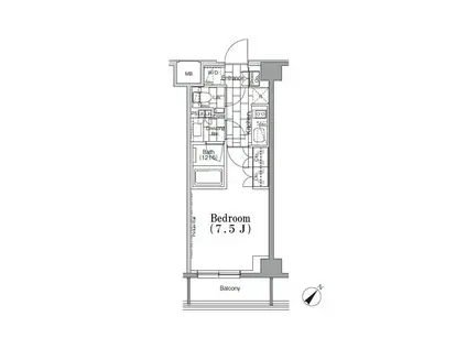 ONE ROOF FLAT TSUKISHIMA(1K/2階)の間取り写真