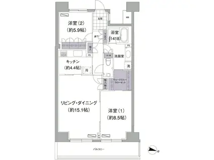 アビティ目黒(2LDK/5階)の間取り写真