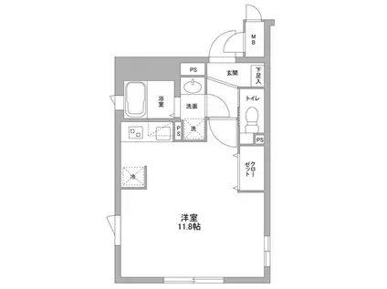 NTPRレジデンス武蔵小山イースト(ワンルーム/1階)の間取り写真
