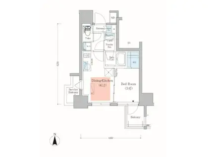 アーバネックス深川木場(1DK/13階)の間取り写真