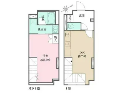 FIKA大井町(1DK/2階)の間取り写真