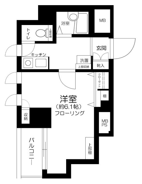 メインステージ日本橋箱崎2(1K/2階)の間取り写真