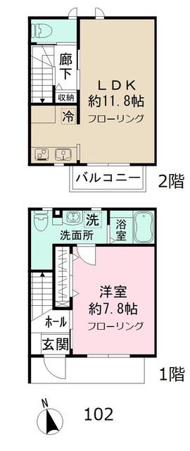 ゼルコバヴィレッジG棟(1LDK)の間取り写真