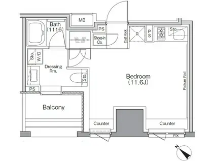 ザ・パークハビオSOHO横浜関内(ワンルーム/4階)の間取り写真