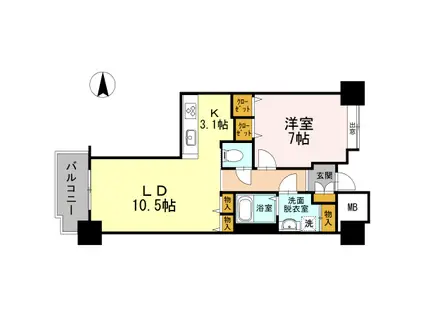 品川シーサイドビュータワー1(1LDK/4階)の間取り写真