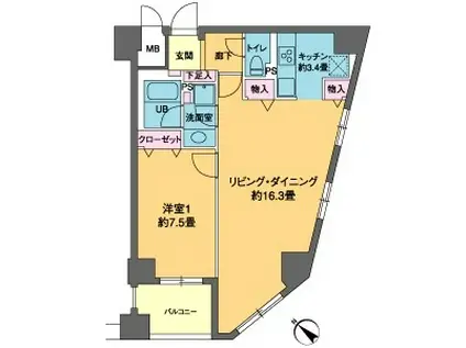 カスタリア茅場町(1LDK/5階)の間取り写真