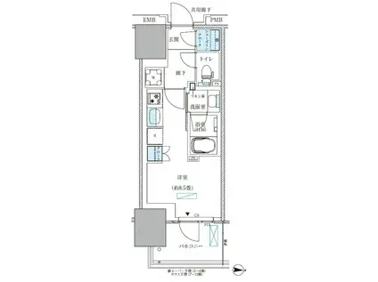 パークアクシス西大島コンフォートスクエア(ワンルーム/6階)の間取り写真