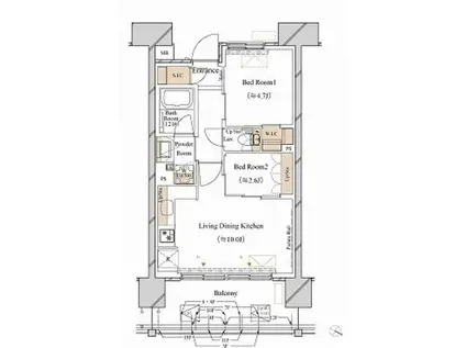 ブランシエスタ新丸子リバーフロ(2LDK/3階)の間取り写真