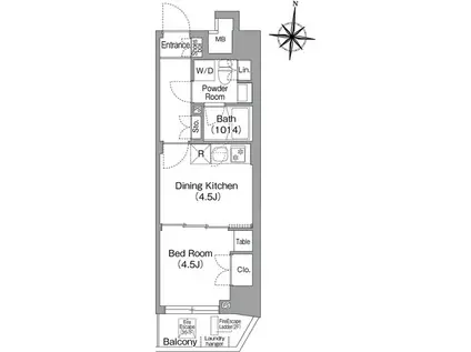 コンフォリア・リヴ木場イーストⅡ(1DK/6階)の間取り写真