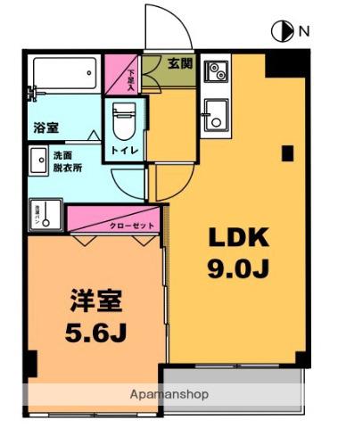 月村マンションNO.11(1LDK/3階)の間取り写真