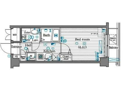 ガラシティ大崎(1K/4階)の間取り写真