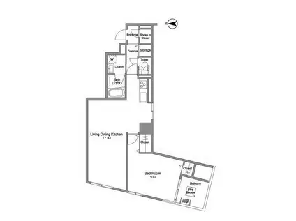 コンフォリア銀座イースト(1LDK/14階)の間取り写真