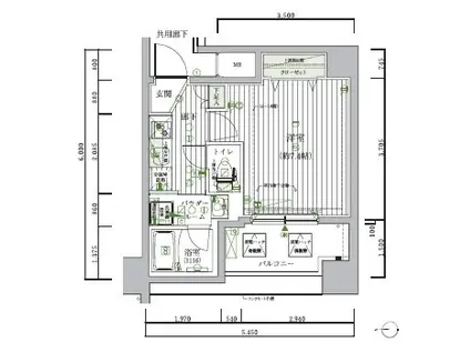 メインステージ木場(1K/8階)の間取り写真
