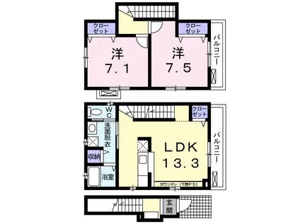 グローリア西麻布(2LDK/2階)の間取り写真