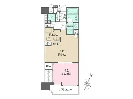 ユニーブル田町(1LDK/6階)の間取り写真