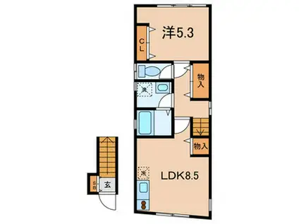 エスフラット(1LDK/2階)の間取り写真
