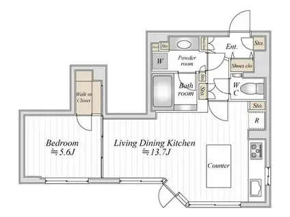 ドゥーエ銀座イーストⅠ(1LDK/10階)の間取り写真
