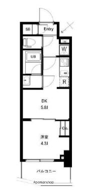 アーバンパーク東六郷Ⅱ(1DK/5階)の間取り写真