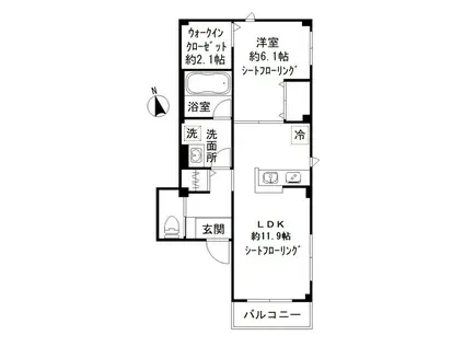 スカイハイム仲六郷(1LDK/2階)の間取り写真