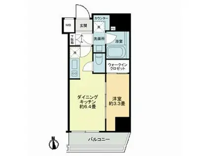 グランマーチ芝公園(1DK/8階)の間取り写真