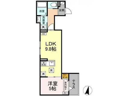 セレスティア大島(1LDK/1階)の間取り写真