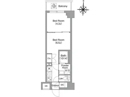 BPRレジデンス大島(1DK/4階)の間取り写真