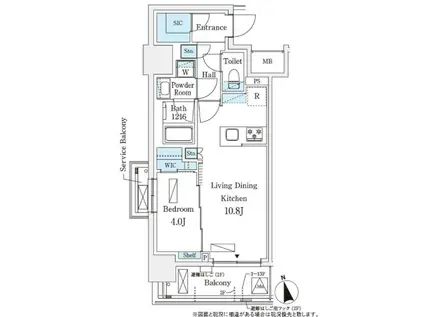 シーズンフラッツ浅草六丁目(1LDK/12階)の間取り写真