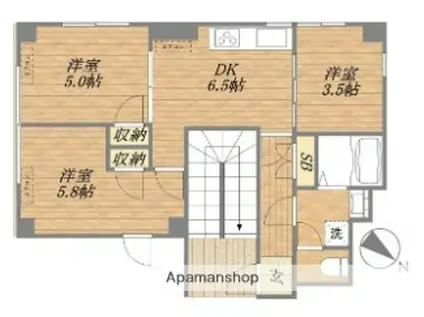 佐藤ビル(3DK/1階)の間取り写真