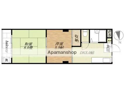 ローラ中央(2DK/3階)の間取り写真