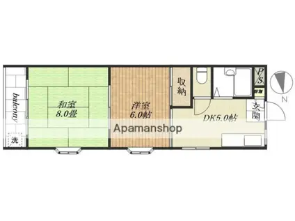 ローラ中央(2DK/3階)の間取り写真