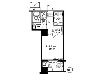 パークアクシス元浅草ステージ(1K/13階)の間取り写真