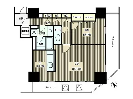 トレステージ目黒(1LDK/6階)の間取り写真