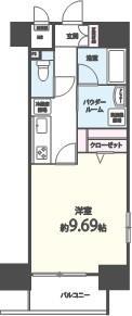 シエル新堀(1K/13階)の間取り写真