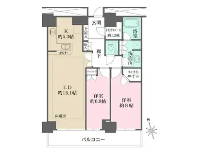 W COMFORT TOWERS ウエスト(2LDK/12階)の間取り写真