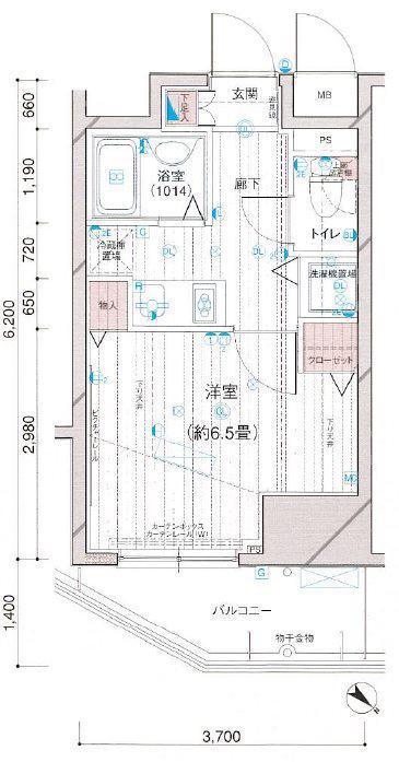 メインステージ五反田駅前(1K/12階)の間取り写真