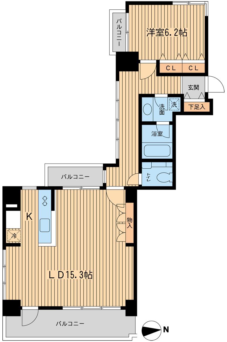 芝公園アパートメント(1LDK/7階)の間取り写真