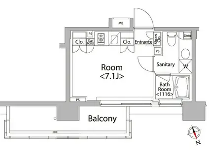 カスタリア戸越(ワンルーム/6階)の間取り写真
