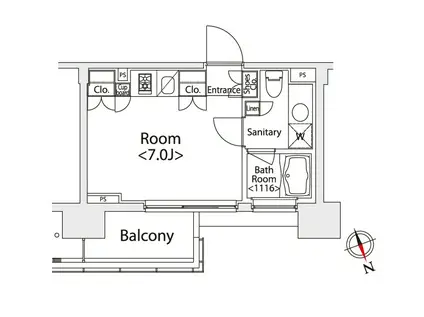 カスタリア戸越(ワンルーム/4階)の間取り写真