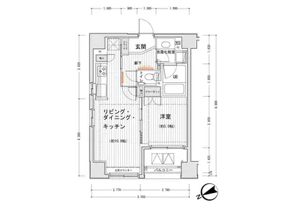 ドゥーエ銀座イーストⅠ(1LDK/4階)の間取り写真