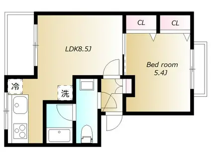 西山花園(1LDK/1階)の間取り写真