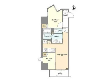 LASANTE 上野(2LDK/8階)の間取り写真